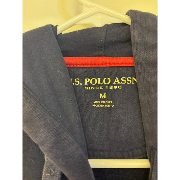U.S. Polo Assn. Blue Zip Up Hooded Sweatshirt Size Medium Navy Blue - Picture 3 of 5